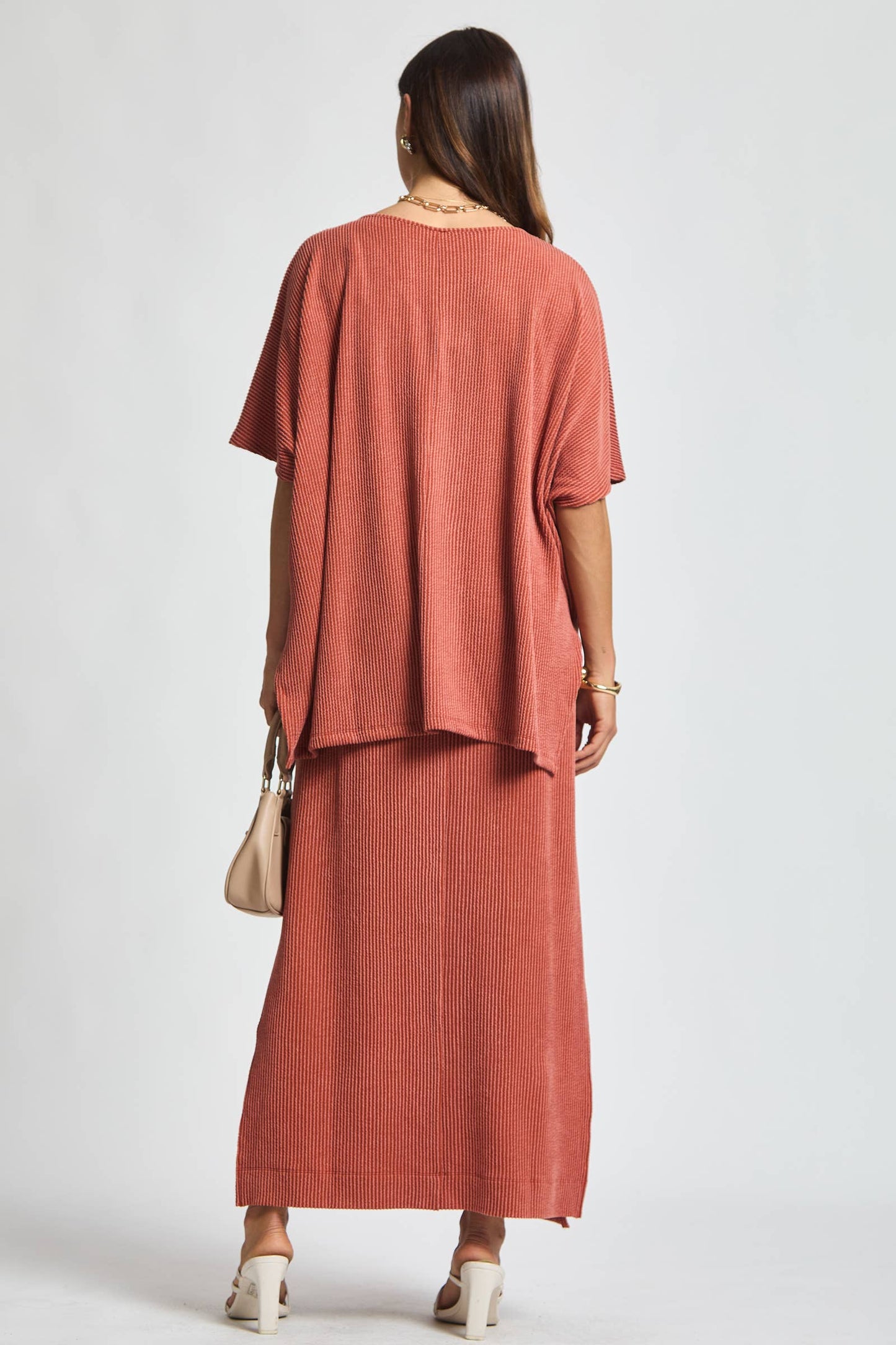 Flowy Poncho Style Top + Maxi Dress 2 Piece Set