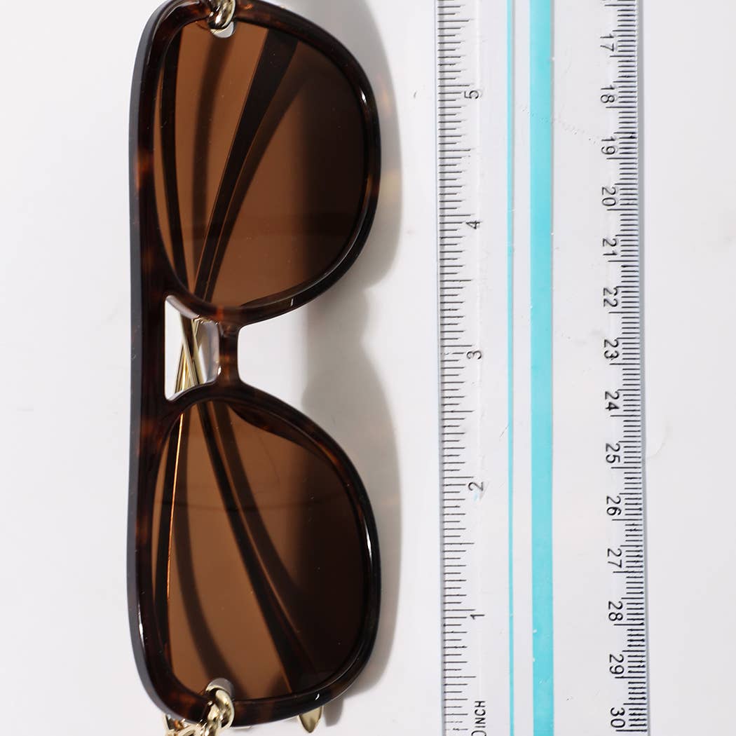 Women's Retro Chain Temple Aviator Sunglasses