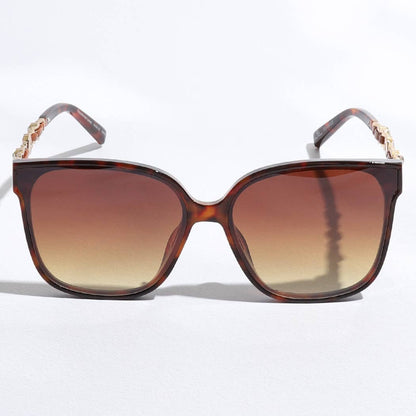 Thin Large Frame Linked Rhinestone Leg Sunglasses
