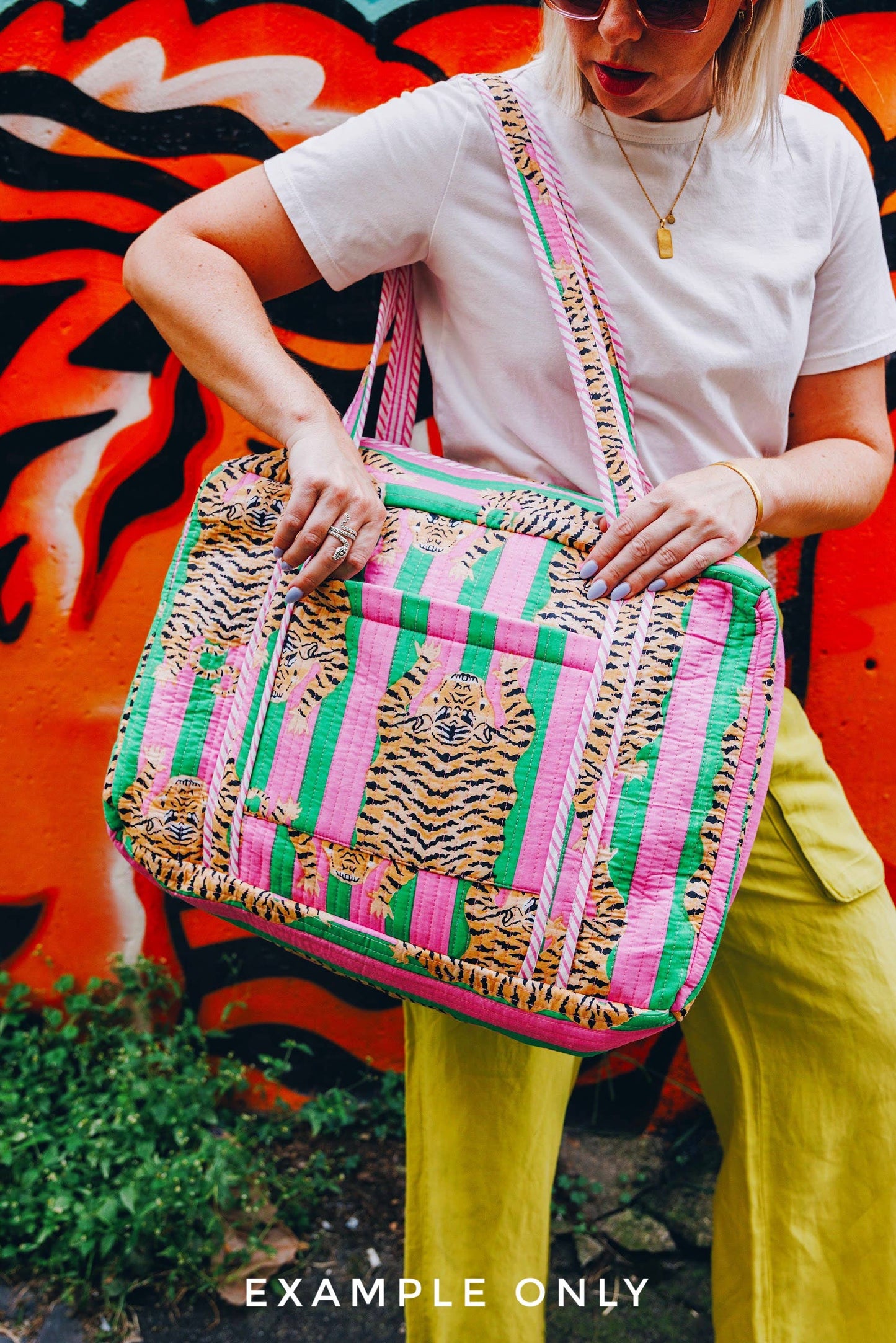 Handmade Quilted Duffle Bag - Southern Town Print Weekender