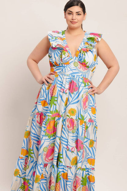 The Pineapple Palm Maxi Dress - Curvy