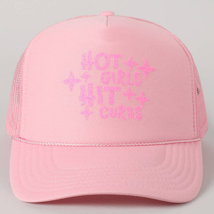 Hot Girls Hit Curbs Glitter Logo Foam Trucker Hat