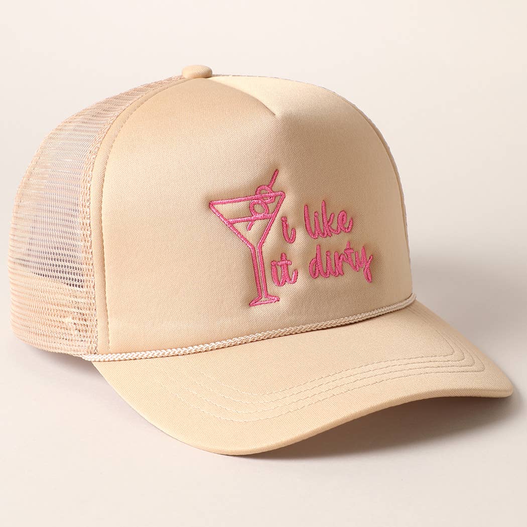 Cocktail Texts Embroidery Mesh Back Trucker Hat