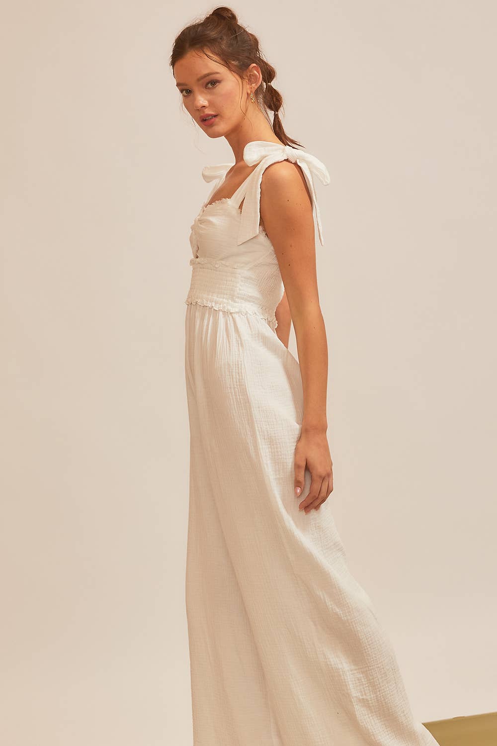 Shoulder Tie Strap Front Tie Knot Jumpsuit