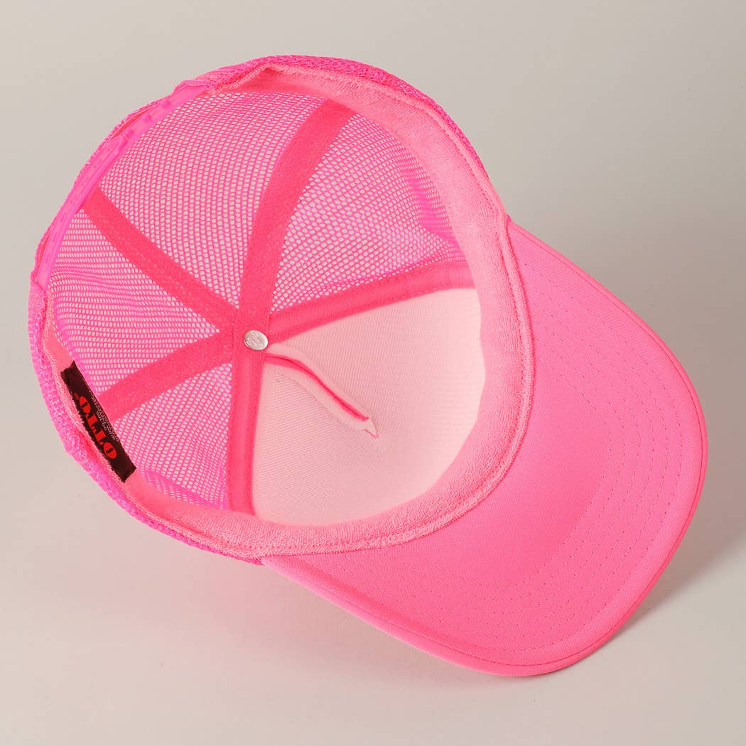 Checkered Ribbon Embroidery Patch Mesh Back Cap