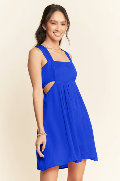 WASHED SATIN CUTOUT SKIRT BANDEAU MINI DRESS
