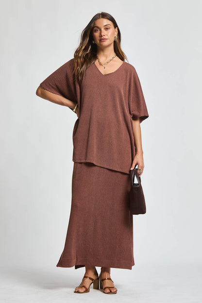 Flowy Poncho Style Top + Maxi Dress 2 Piece Set