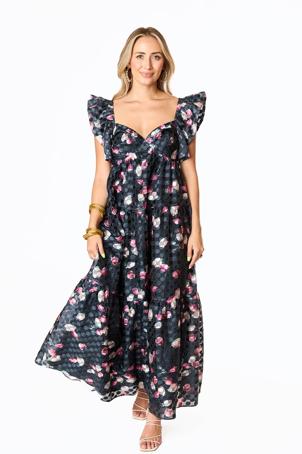 Lilly Twilight Black And Pink Floral Maxi Dress