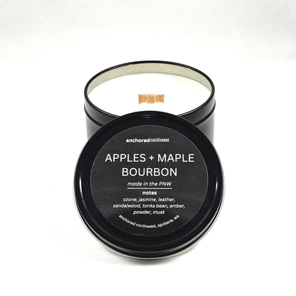 Apple Maple Bourbon Travel Size Soy Candle in Tin