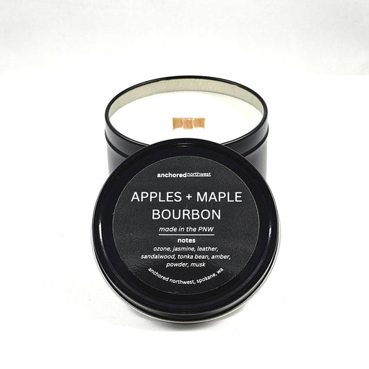 Apple Maple Bourbon Travel Size Soy Candle in Tin