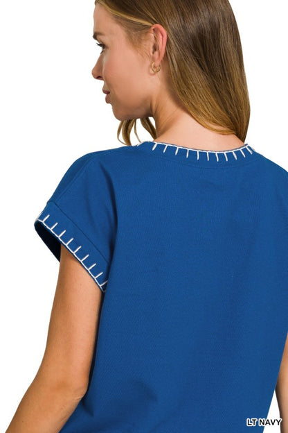 Zenana Contrast Trim Top