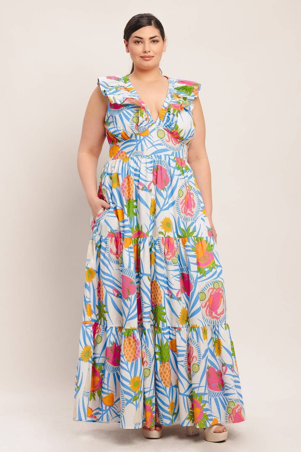 The Pineapple Palm Maxi Dress - Curvy
