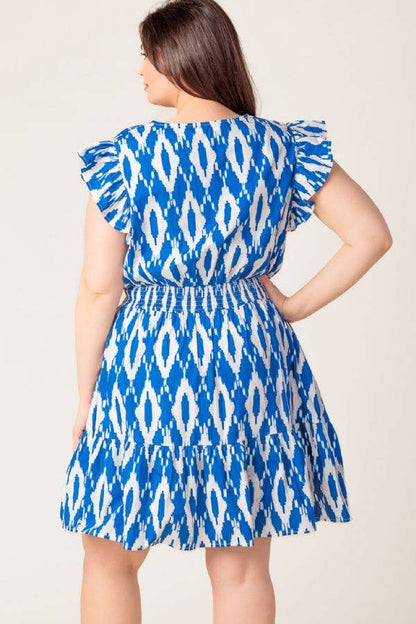 A printed woven mini dress