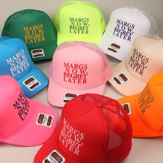 Margs Now, Regret Later Text Printed Mesh Back Cap