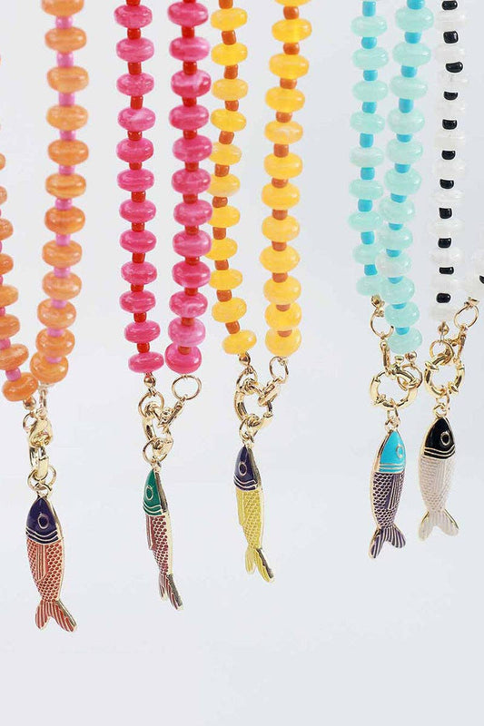 Fish Pendant Beaded Necklace