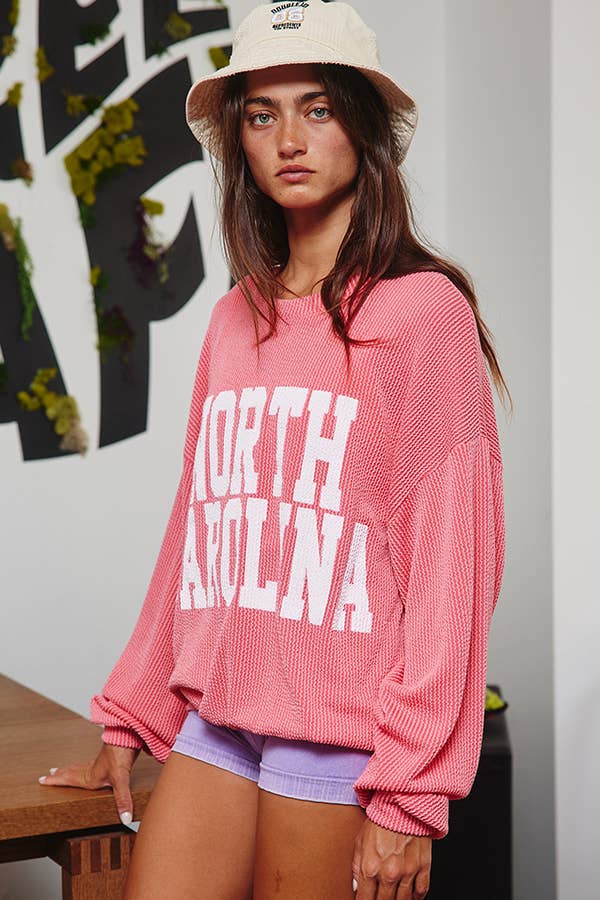 T1770-NC 'NORTH CAROLINA' Oversized Graphic Sweatshirt