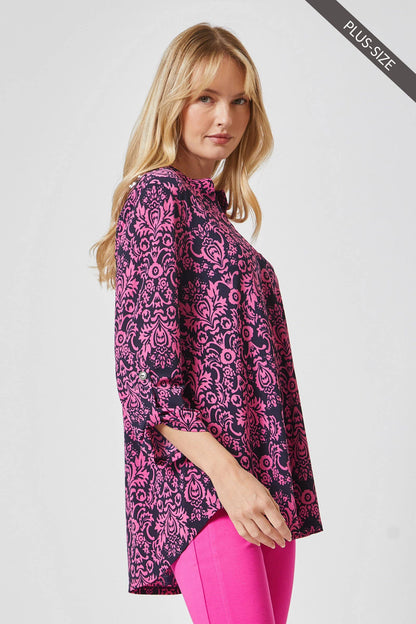PLUS SIZE 3/4 Sleeve LIZZY MEDALLION Wrinkle Free Blouse