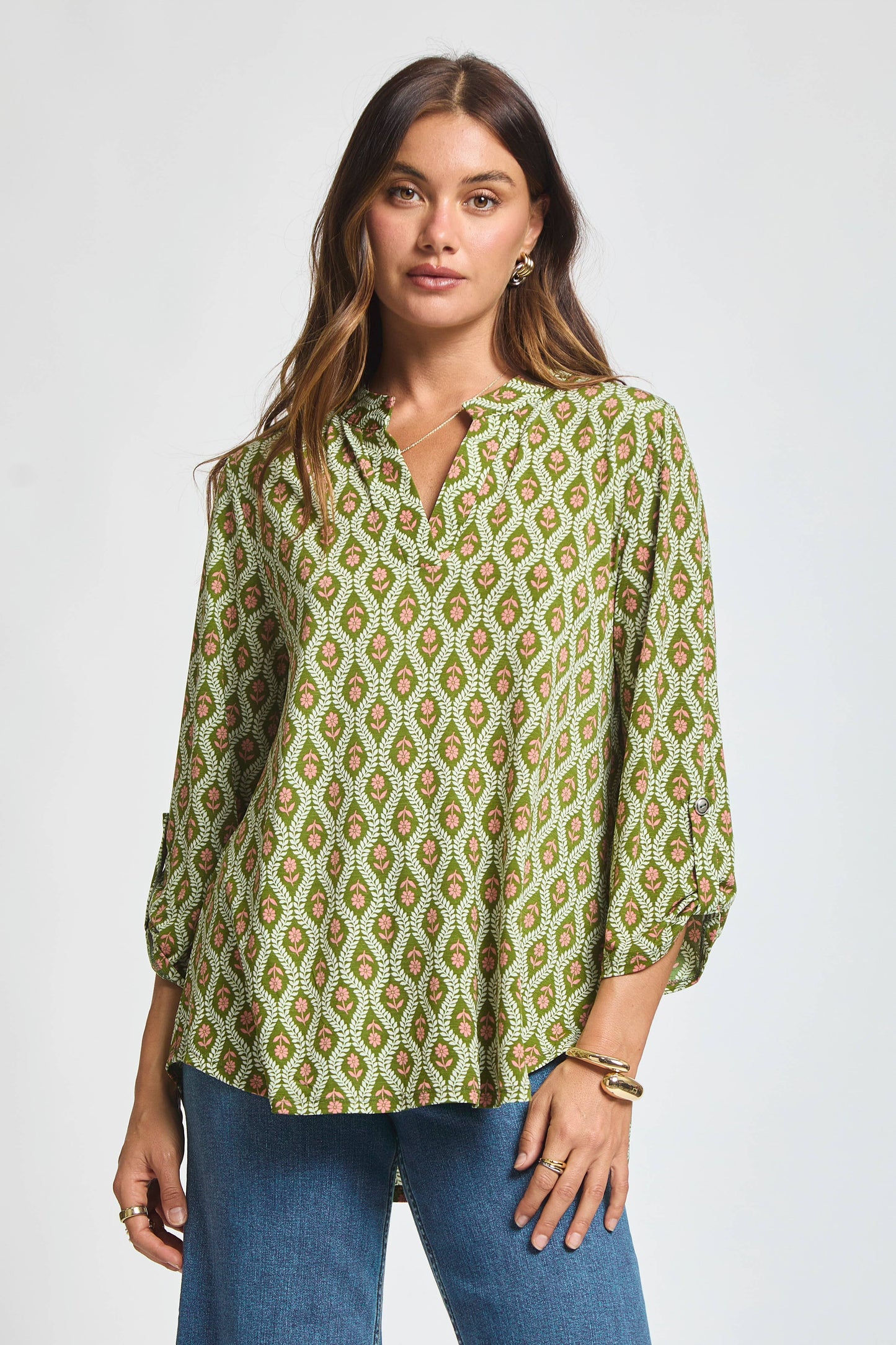 Fall Print Lizzy 3/4 Sleeve Top