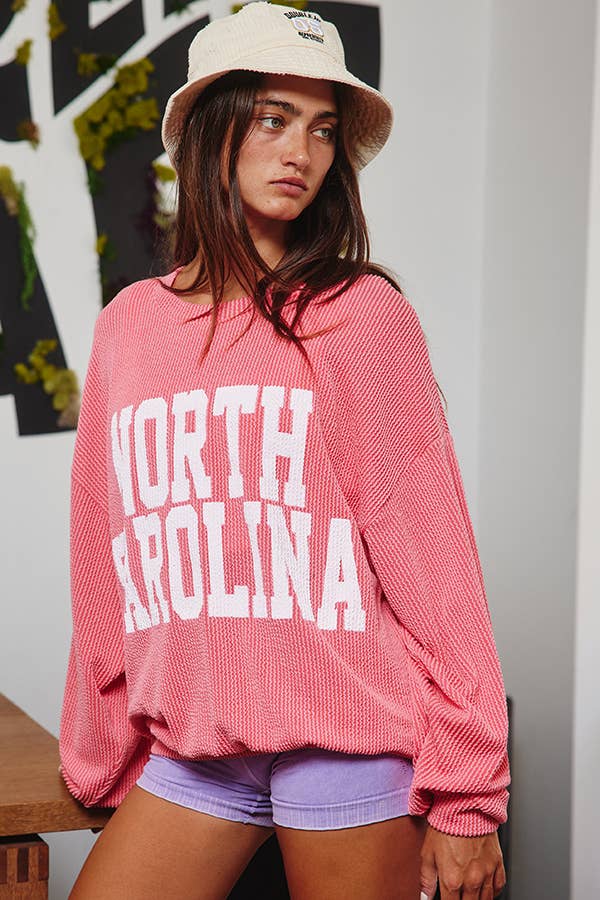T1770-NC 'NORTH CAROLINA' Oversized Graphic Sweatshirt