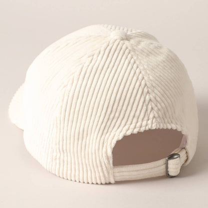 Football Game Day Chenille Patch Corduroy Cap