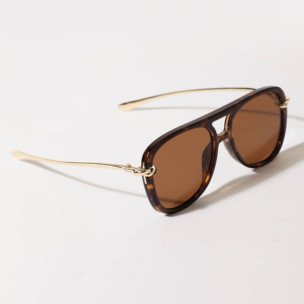 Women's Retro Chain Temple Aviator Sunglasses