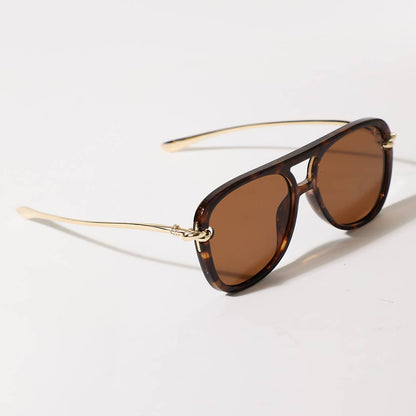 Women's Retro Chain Temple Aviator Sunglasses