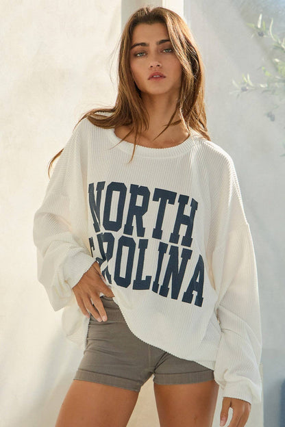 T1770-NC 'NORTH CAROLINA' Oversized Graphic Sweatshirt