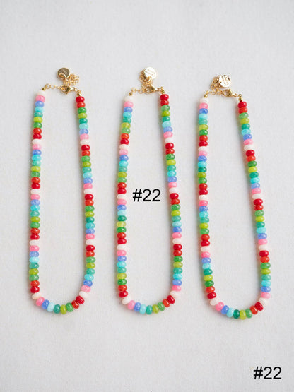 Colorful Beaded Gemstone Candy Necklace Trendy Jewelry