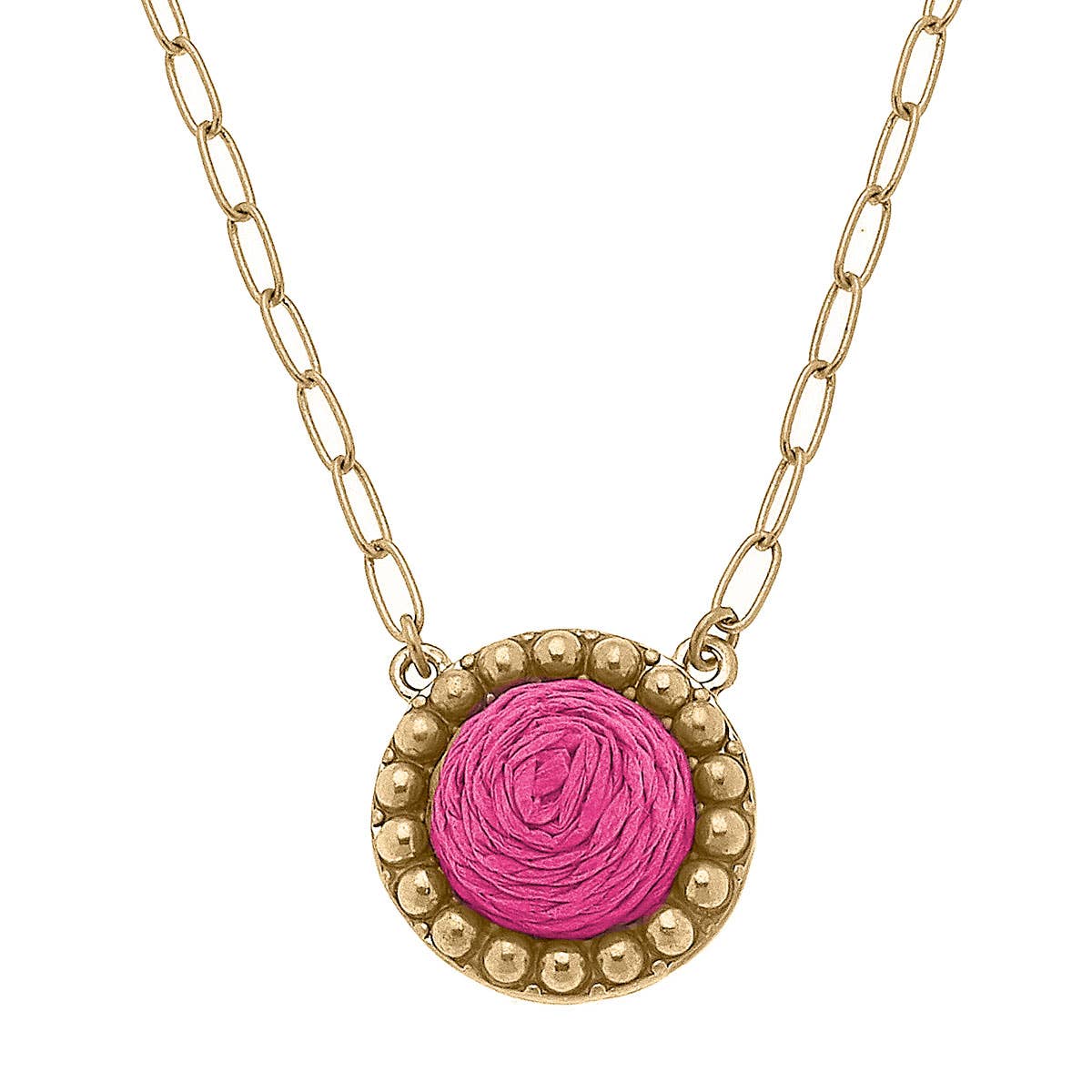 Aruba Raffia Disc Necklace