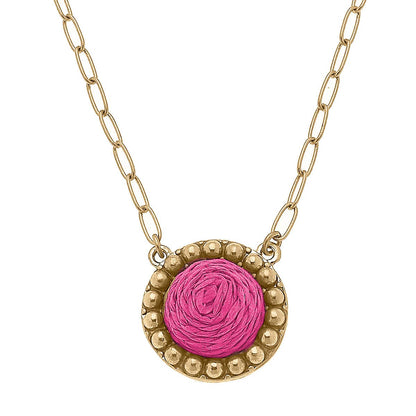 Aruba Raffia Disc Necklace
