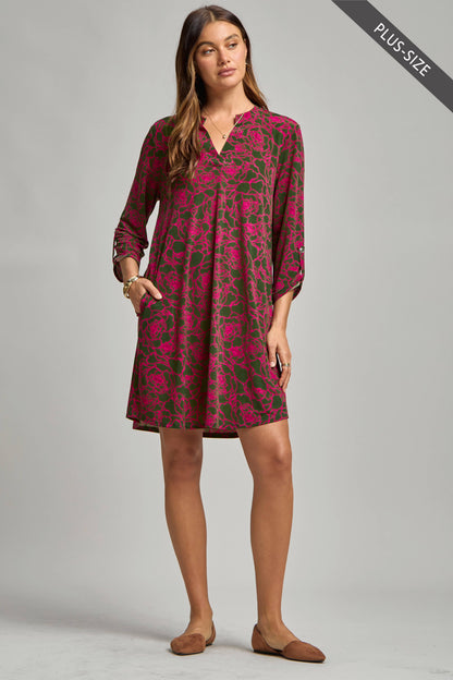 PLUS SIZE A Line Dress w/ Pockets
