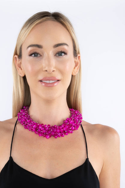 Harper Hot Pink Collar Statement Necklace