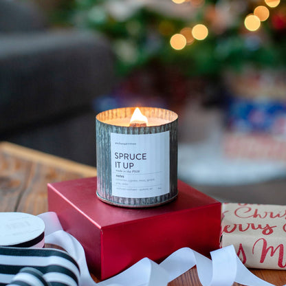 Spruce It up Rustic Vintage Farmhouse Wood Wick Candle - Christmas