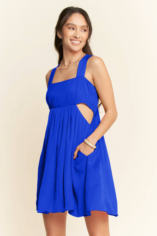WASHED SATIN CUTOUT SKIRT BANDEAU MINI DRESS
