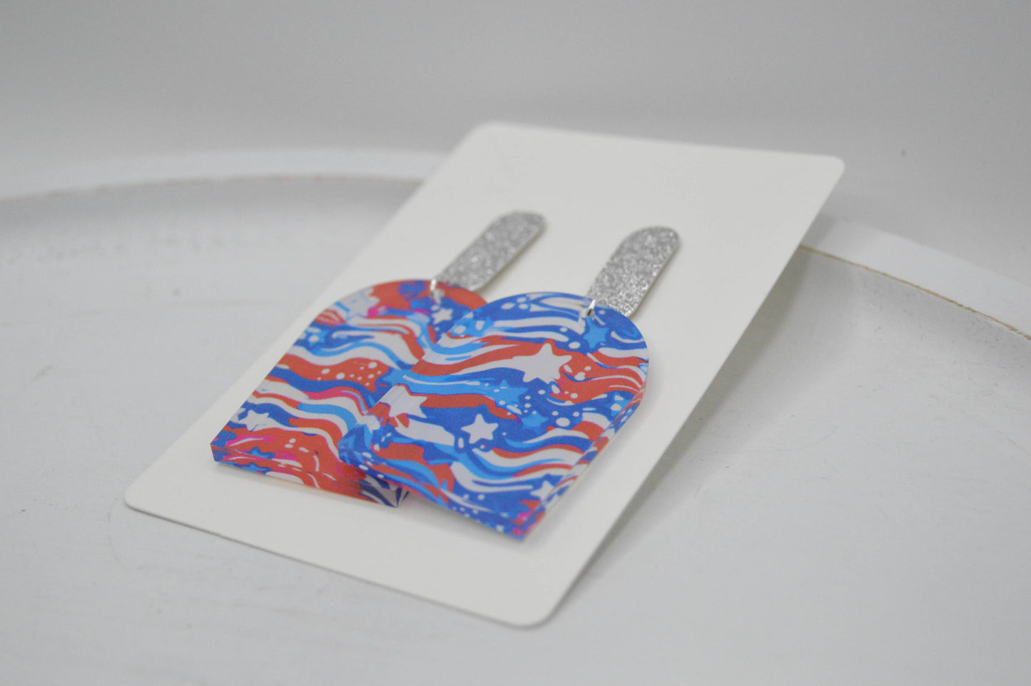 July 4th Earrings, Acrylic Earrings, Fourth of July