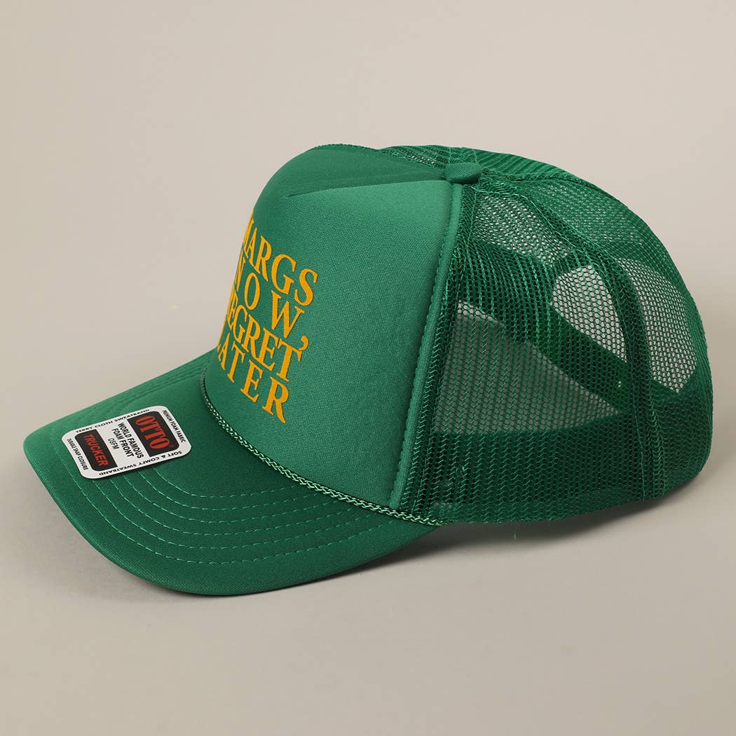 Margs Now, Regret Later Text Printed Mesh Back Cap