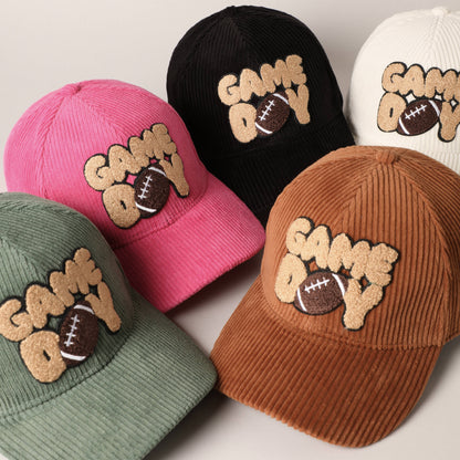 Football Game Day Chenille Patch Corduroy Cap