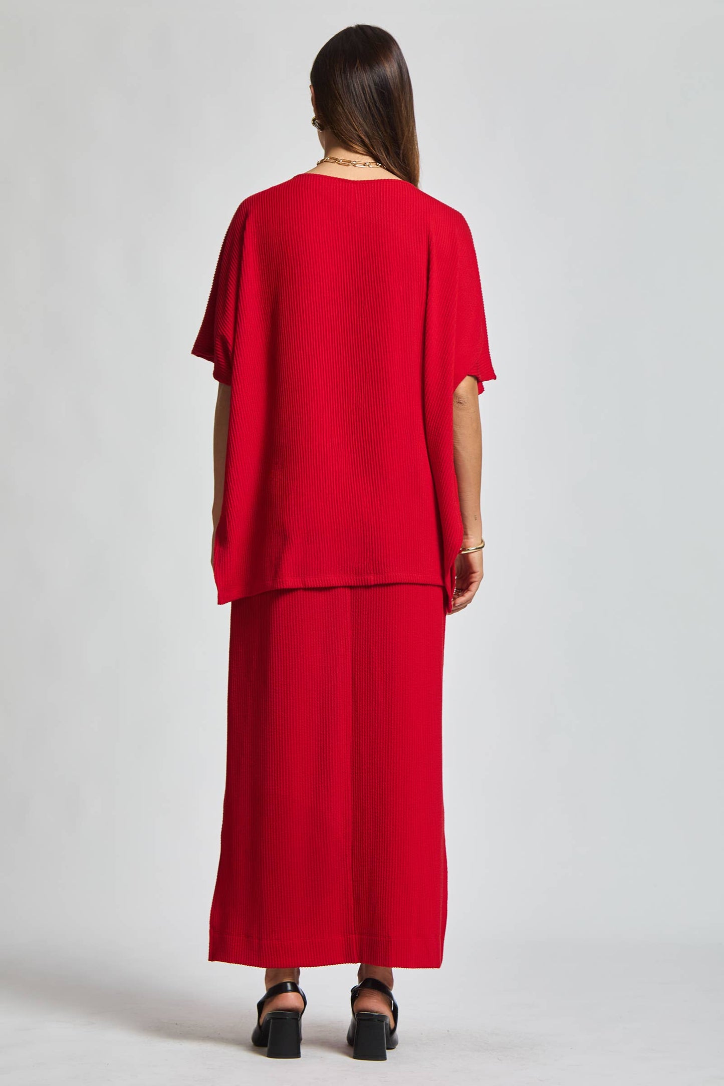 Flowy Poncho Style Top + Maxi Dress 2 Piece Set
