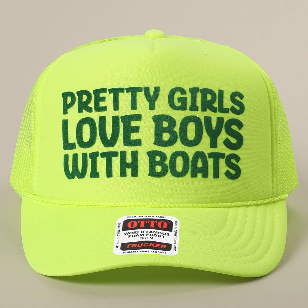 Pretty Girls Love Boys With Boats Text Print Mesh Back Cap