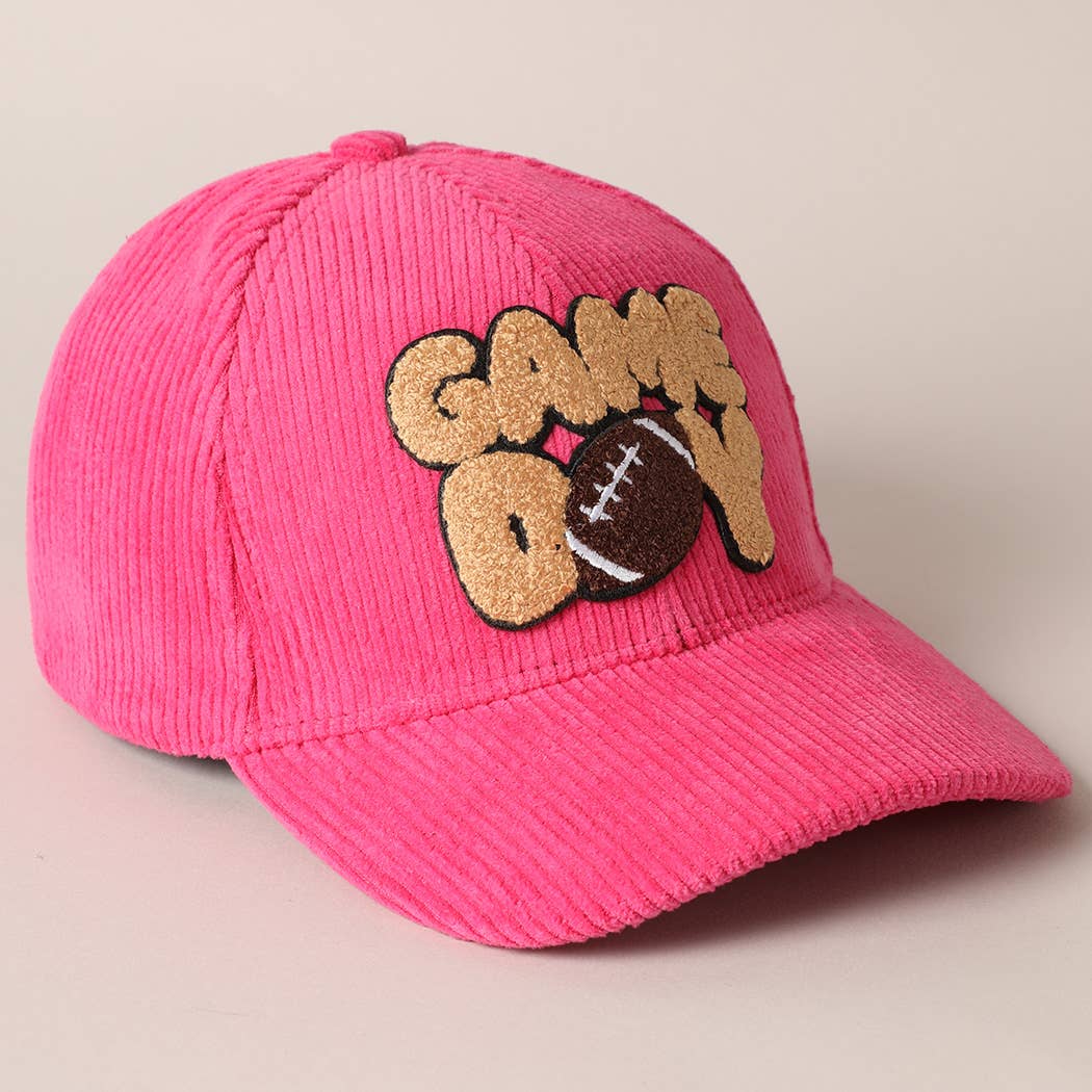 Football Game Day Chenille Patch Corduroy Cap