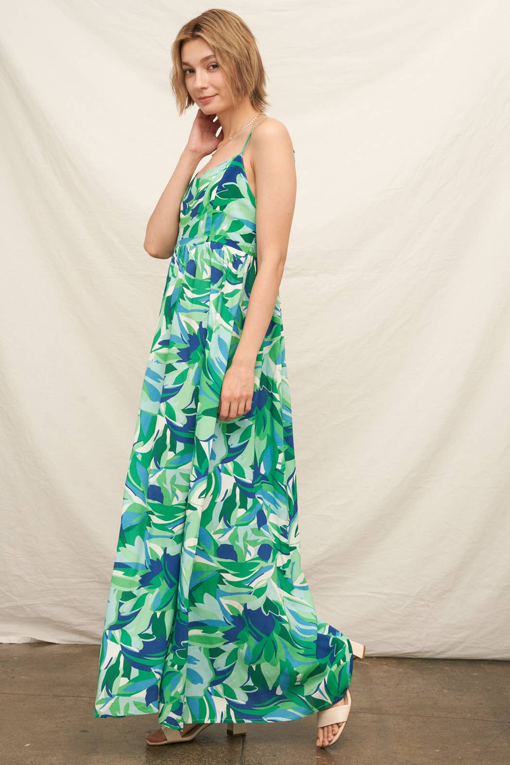 Printed Sleeveless Maxi Dress