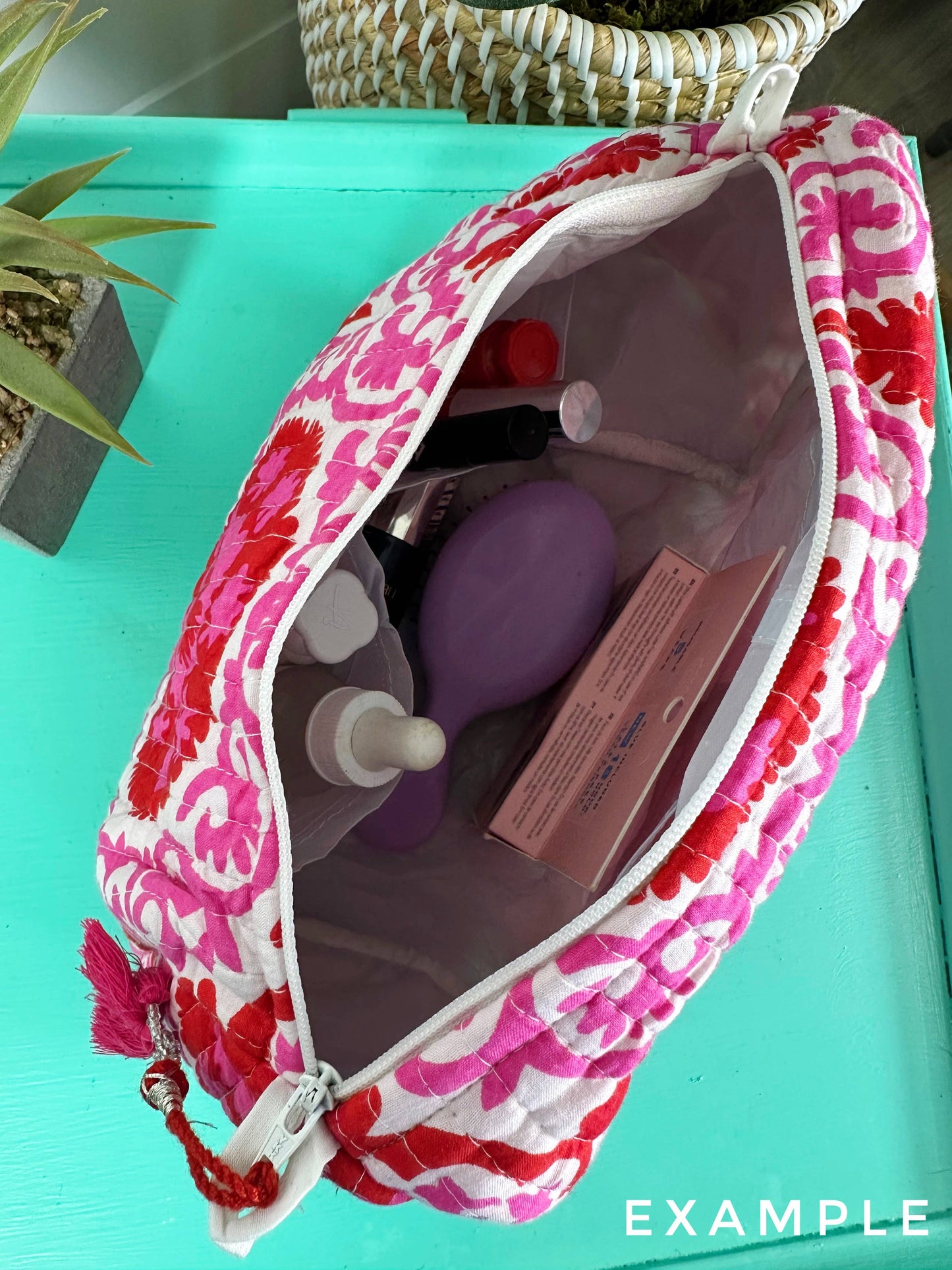 Quilted Cosmetics Makeup Bag - Orange Southern Town Print
