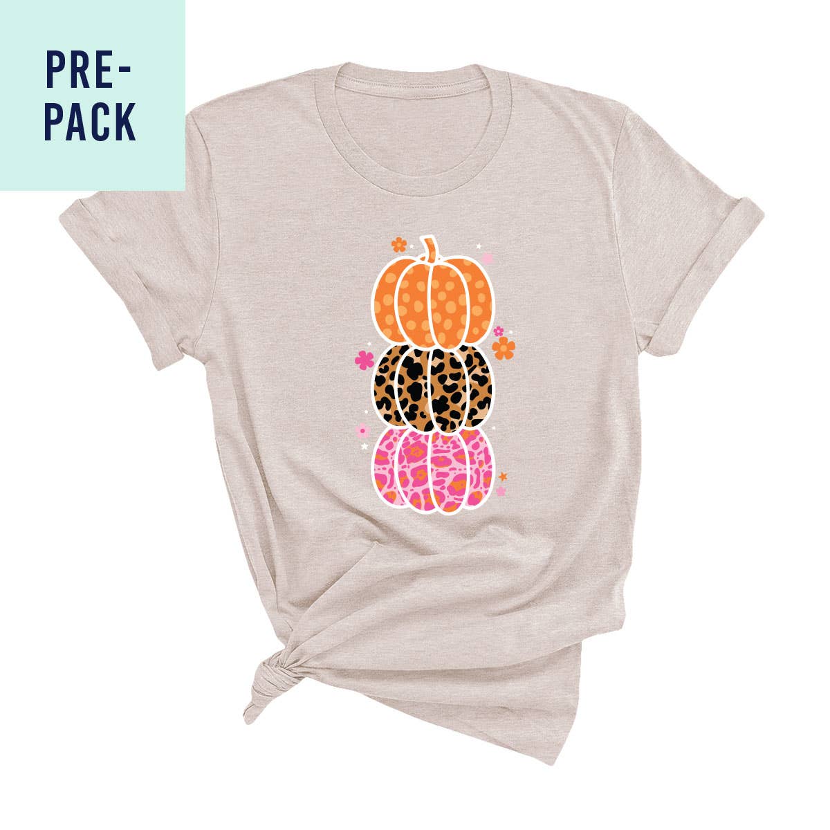 Pumpkin Stack Heather Natural T-Shirt Pre-Pack