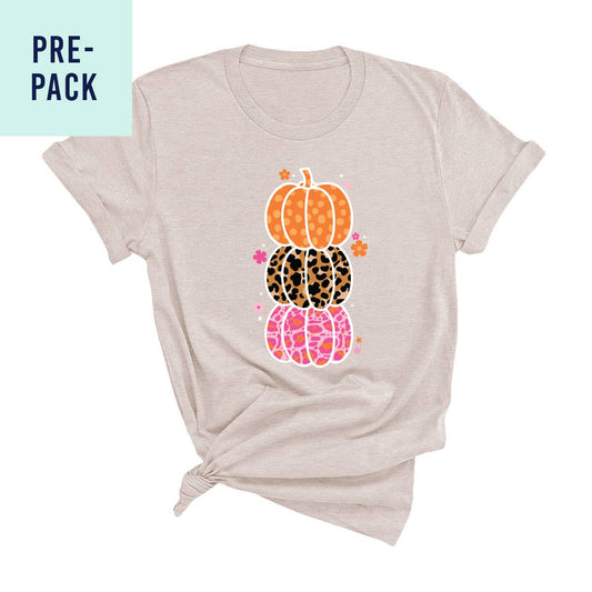 Pumpkin Stack Heather Natural T-Shirt Pre-Pack
