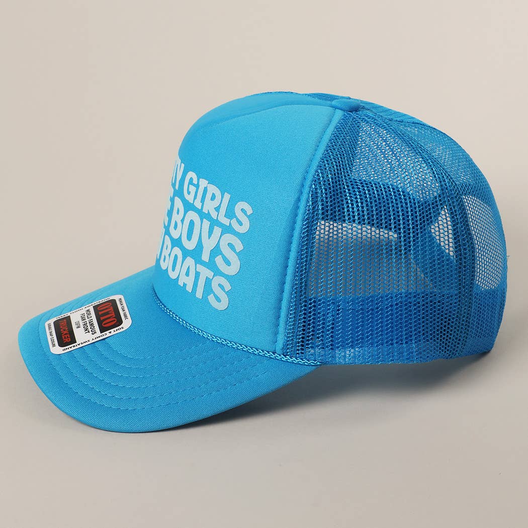 Pretty Girls Love Boys With Boats Text Print Mesh Back Cap