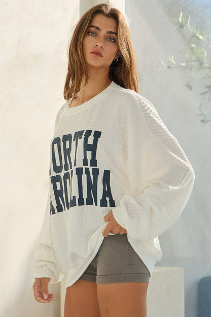 T1770-NC 'NORTH CAROLINA' Oversized Graphic Sweatshirt