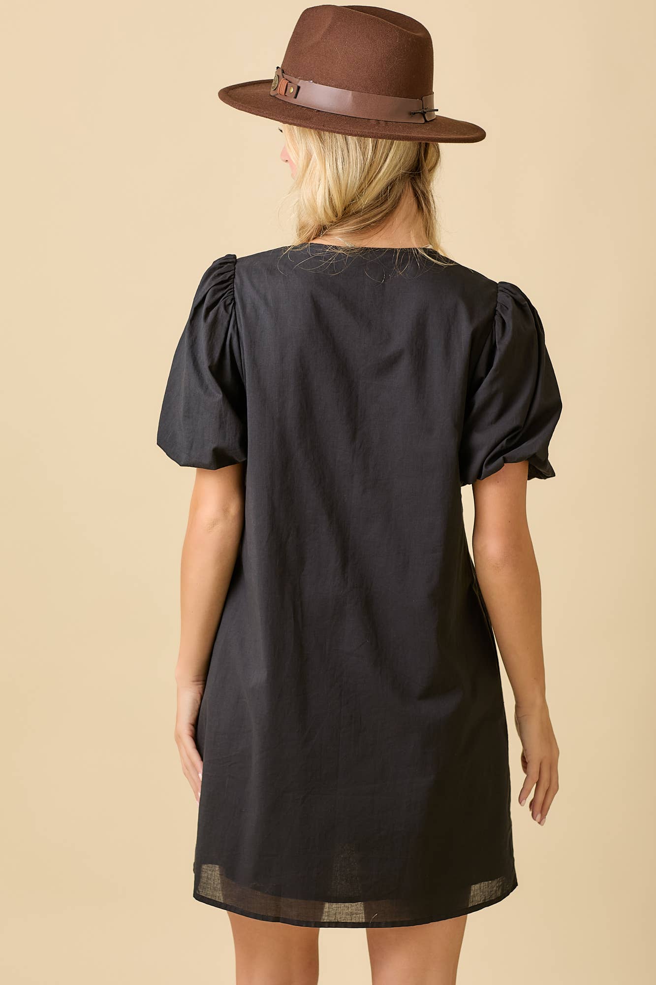 Pin Tuck Detail Bubble Sleeve Summer Mini Dress