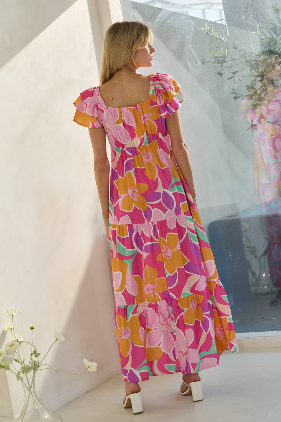 Plus Floral Printed Tired Maxi Dress
