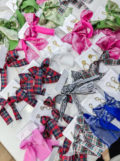 Hand Tied Ribbon Bow Earrings 