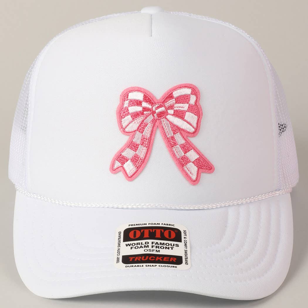 Checkered Ribbon Embroidery Patch Mesh Back Cap